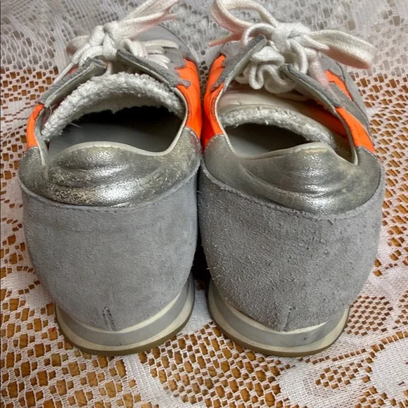 Philippe Model Women's suede Vibrant Orange and Gray Sneakers shoes sz 5.5 - Picture 6 of 8